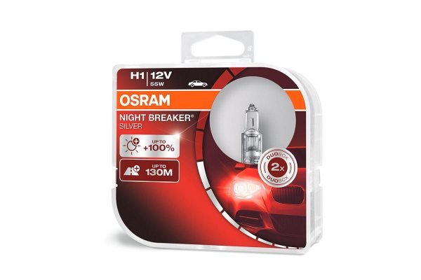 Галогенная лампа H1 Osram 64150NBS-HCB Night Breaker Silver +100%