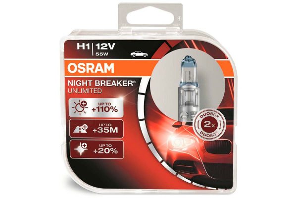 Галогенна лампа H1 Osram 64150NBU-HCB Night Breaker Unlimited +110%