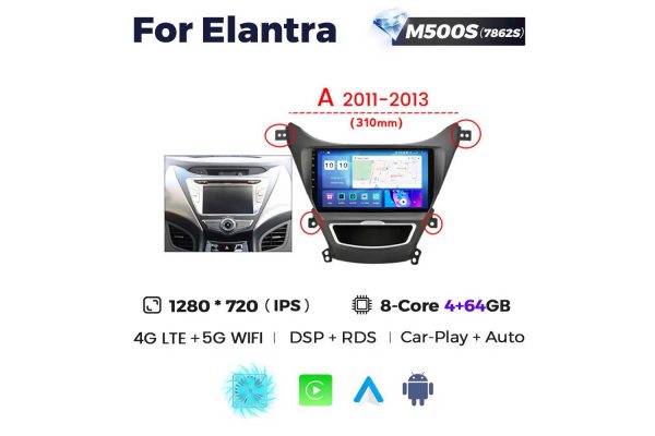 Штатная магнитола для Hyundai Elantra 11-13 Resonance M500 2K (A)