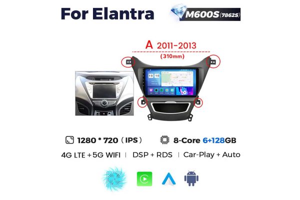 Штатная магнитола для Hyundai Elantra 11-13 Resonance M600 2K (A)