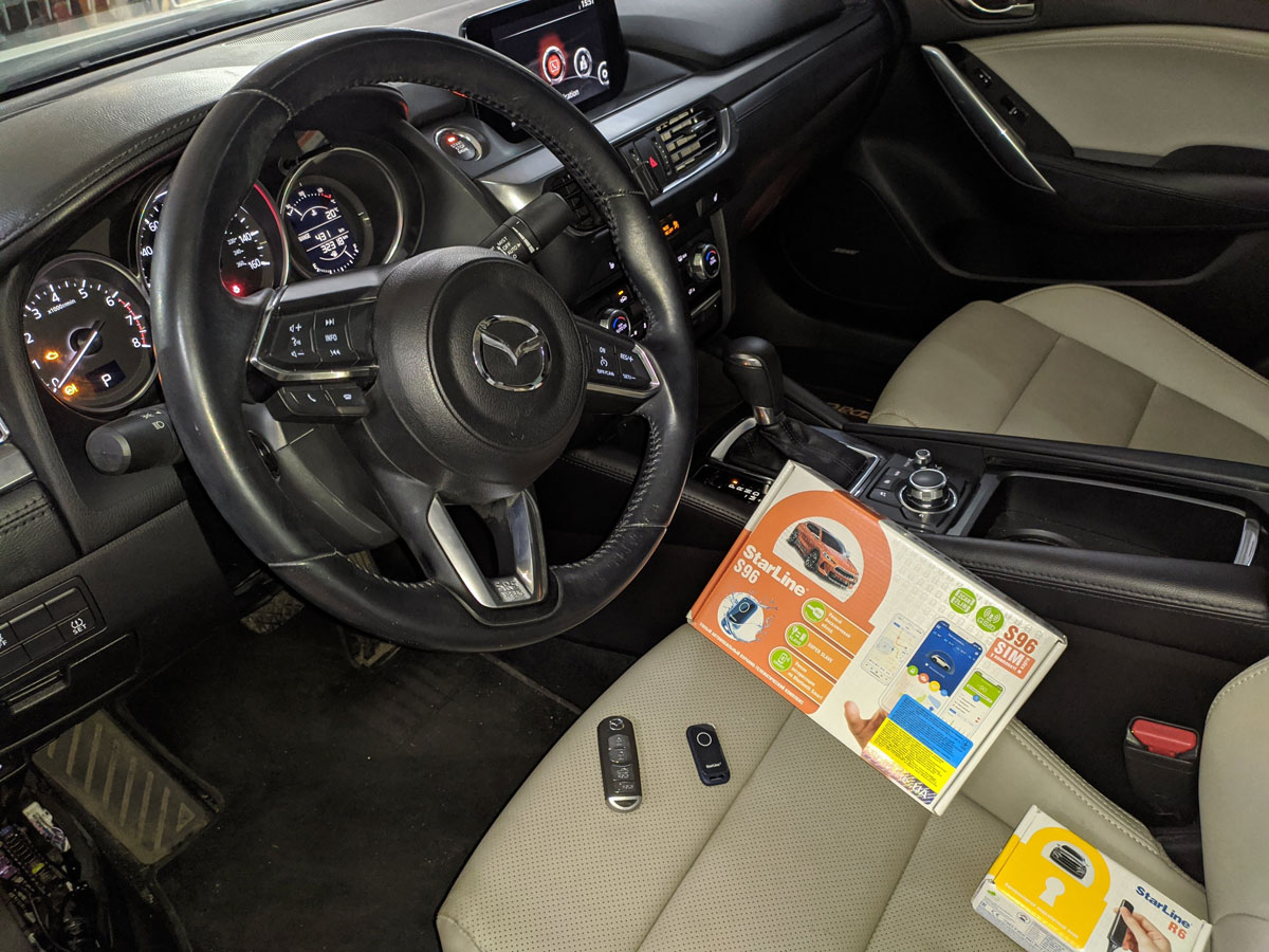 Установка автосигнализации с автозапуском Starline S96 на Mazda 6